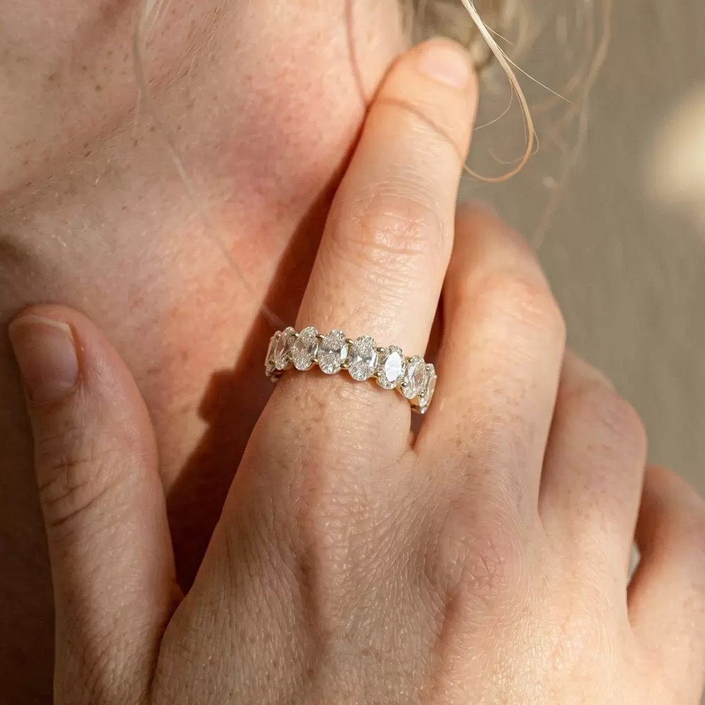 Oval-Cut Moissanite Band in 14K Gold-Plated Sterling Silver - UMI