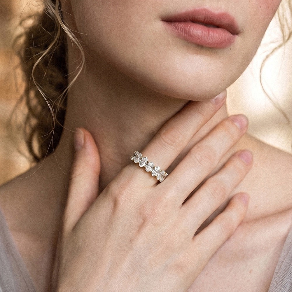 Oval-Cut Moissanite Band in 14K Gold-Plated Sterling Silver - UMI
