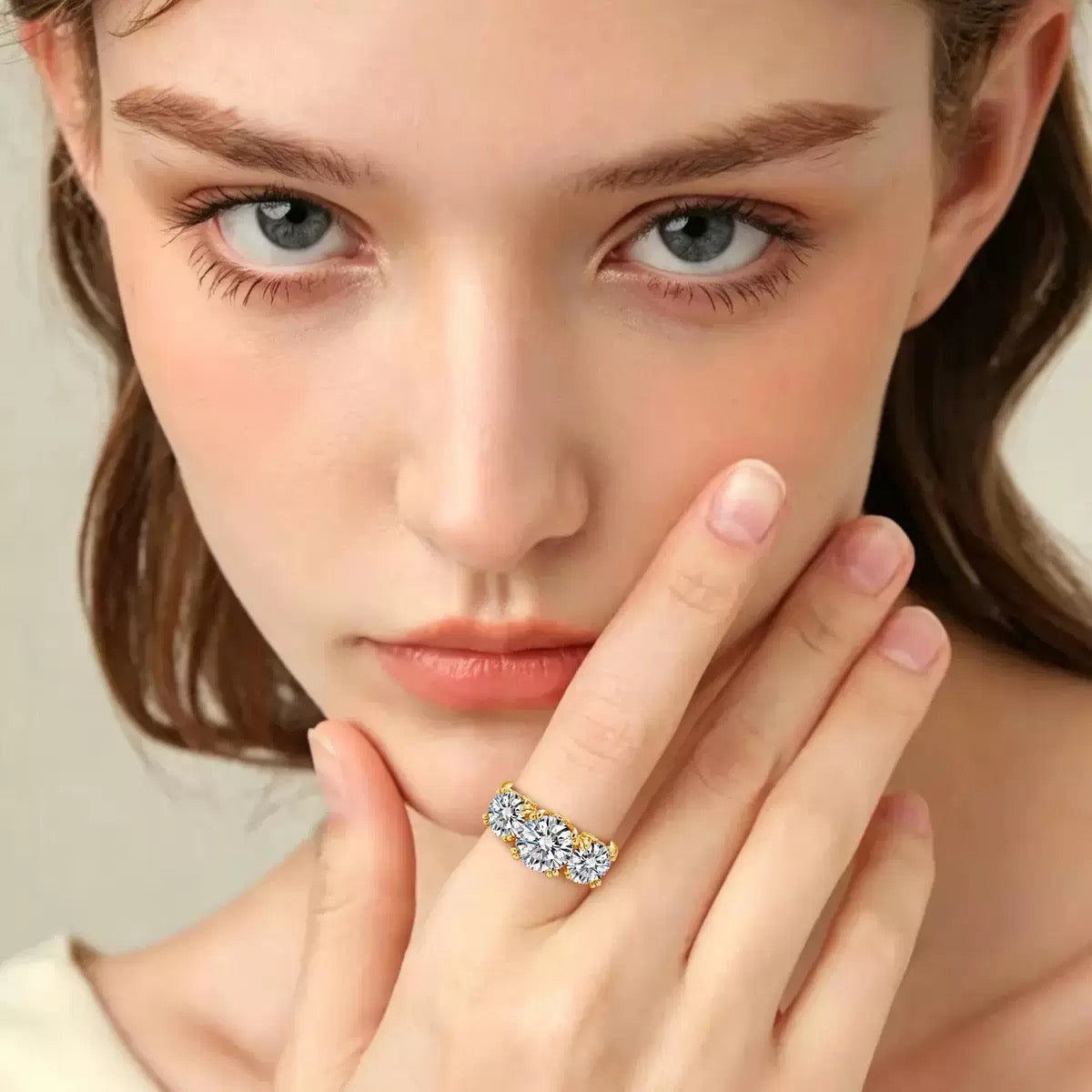 Aurelia 2.0ct Three-Stone Moissanite Ring