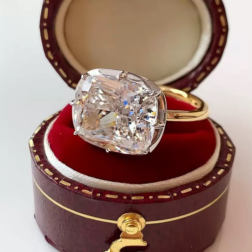 Zendaya-Inspired Georgian-Style Large-Carat Old Mine Cushion-Cut Moissanite Ring - UMI