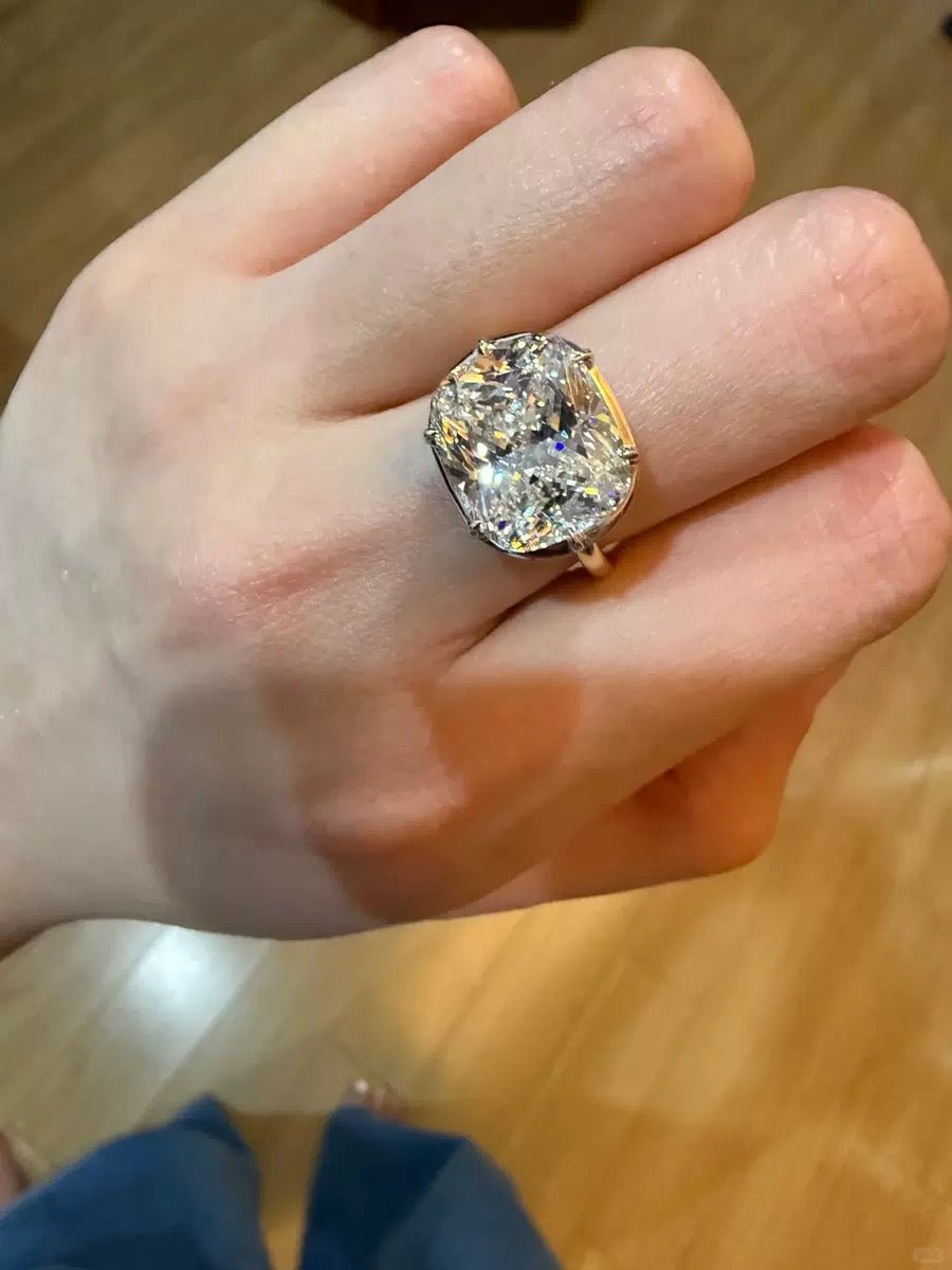 Zendaya-Inspired Georgian-Style Large-Carat Old Mine Cushion-Cut Moissanite Ring - UMI