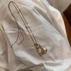 Vintage Star & Moon South Sea Golden Pearl & Cubic Zirconia Necklace - UMI