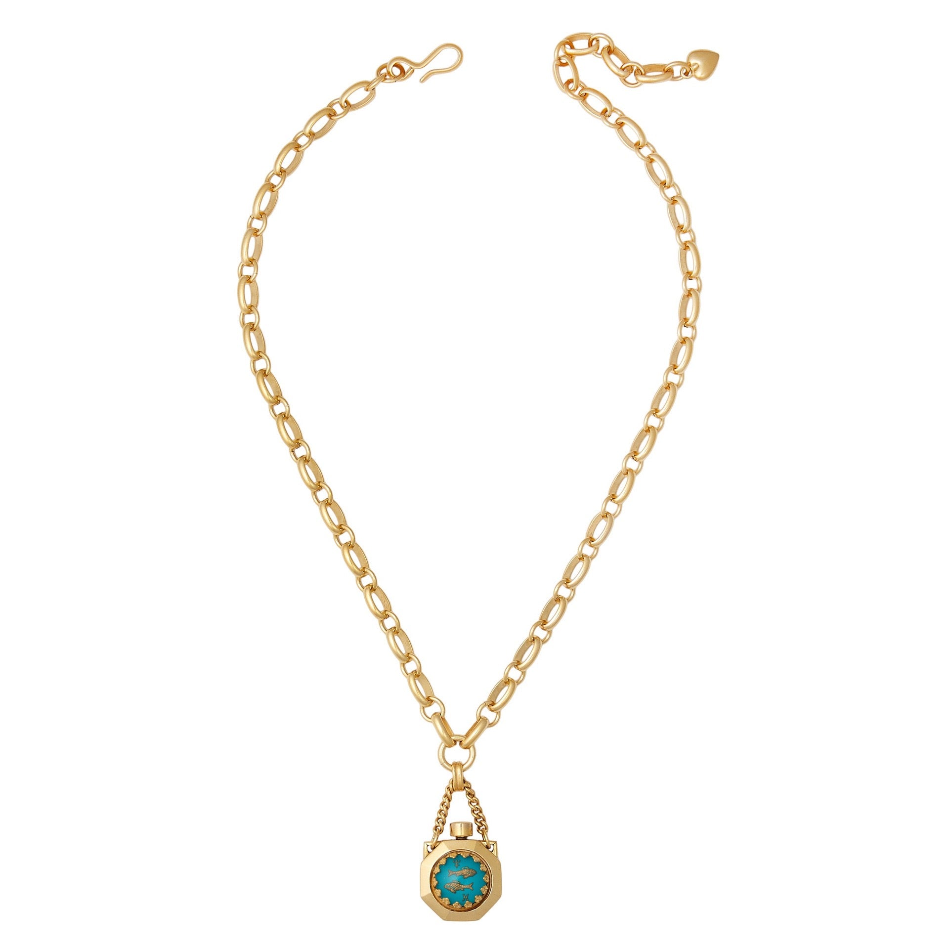 12 Zodiac Wish Bottle Enamel Pendant Cat Ear Necklace – Statement Sweater Chain, Heavy Craft