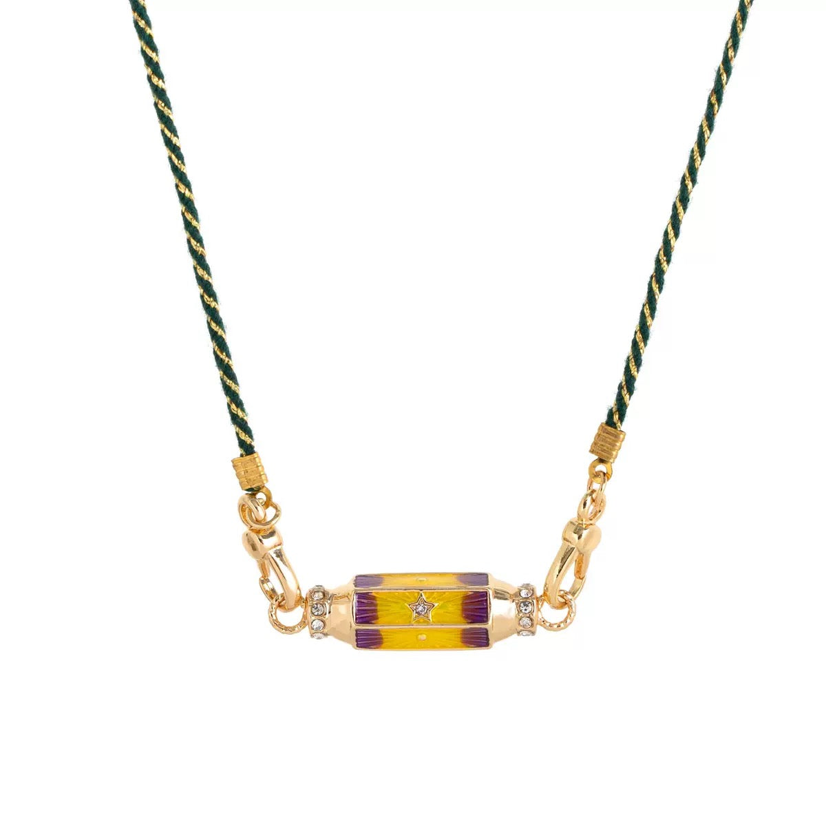 Enamel Tarot Cylinder Necklace,18K Gold Plated Stainless Steel Colorful Star‑Eye Pendant Necklace for Women Vintage Daily Jewelry