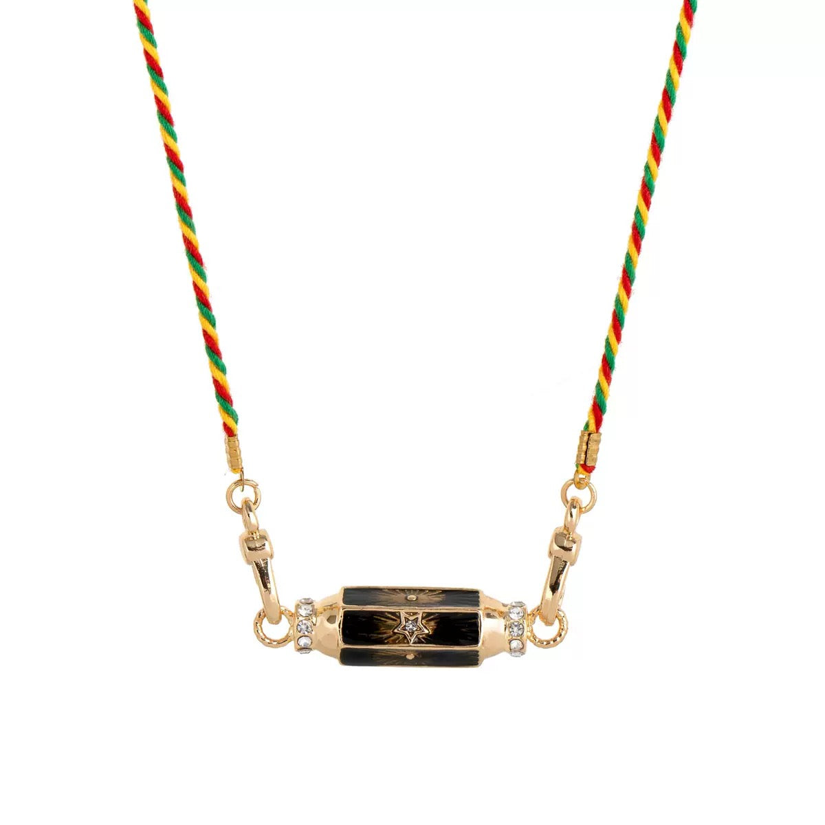 Enamel Tarot Cylinder Necklace,18K Gold Plated Stainless Steel Colorful Star‑Eye Pendant Necklace for Women Vintage Daily Jewelry