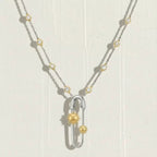 Sun Moon Star Zircon Safety Pin Pendant Necklace,18K Gold Plated Stainless Steel Minimalist Women Necklace