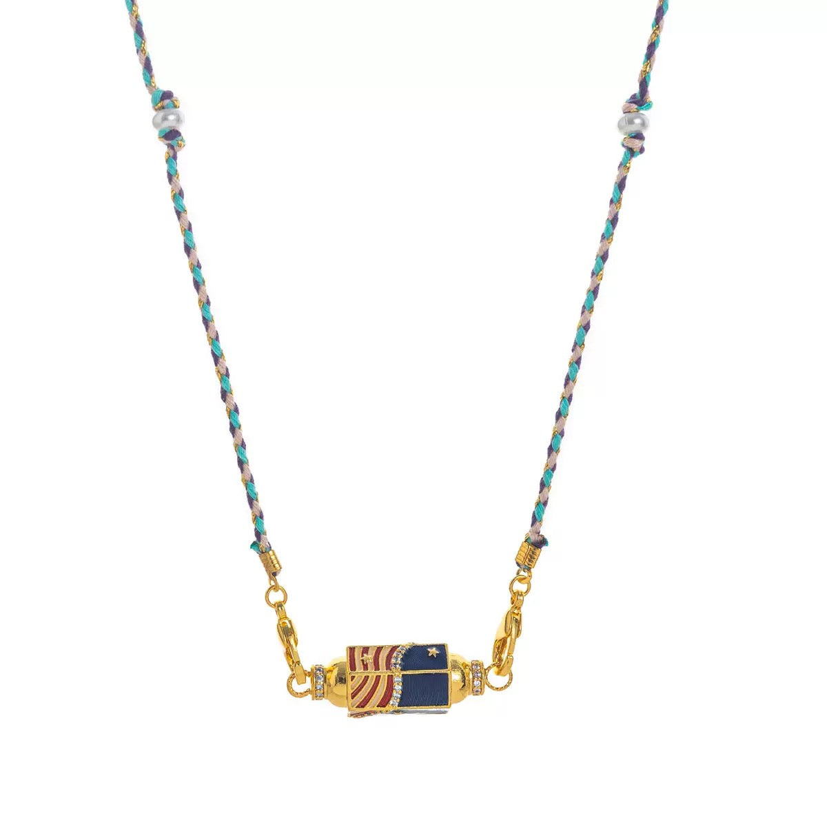 Enamel Tarot Cylinder Necklace,18K Gold Plated Stainless Steel Colorful Star‑Eye Pendant Necklace for Women Vintage Daily Jewelry