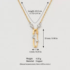 Sun Moon Star Zircon Safety Pin Pendant Necklace,18K Gold Plated Stainless Steel Minimalist Women Necklace