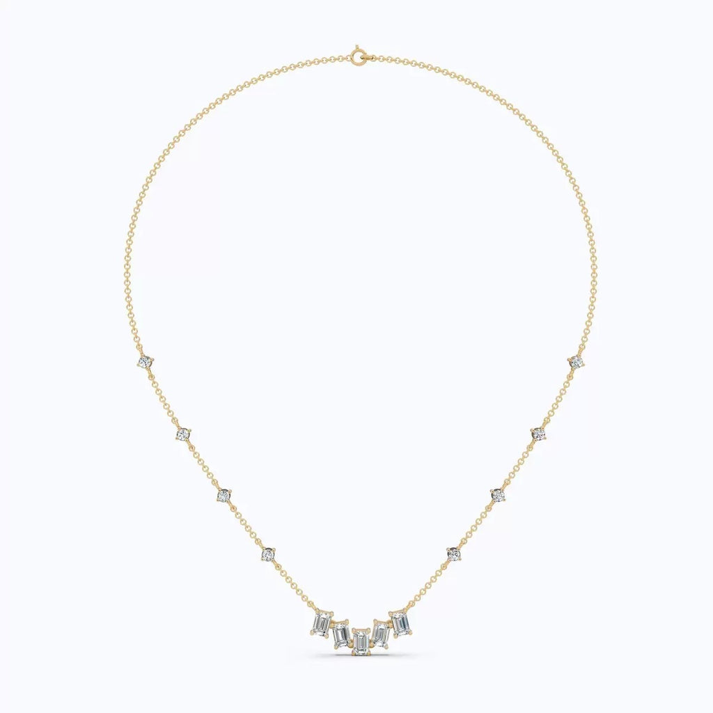 Baguette Cubic Zirconia Choker Necklace, 18K Gold Plated Stainless Steel, Waterproof Rectangle CZ Sparkling Necklace for Women Daily Jewelry