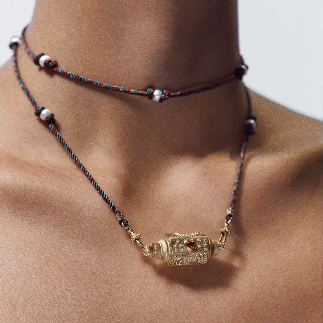 Enamel Tarot Cylinder Necklace,18K Gold Plated Stainless Steel Colorful Star‑Eye Pendant Necklace for Women Vintage Daily Jewelry
