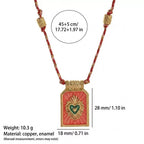 Sacred Heart Tarot Square Pendant Colorful Cord Gold‑Plated Enamel Necklace - UMI