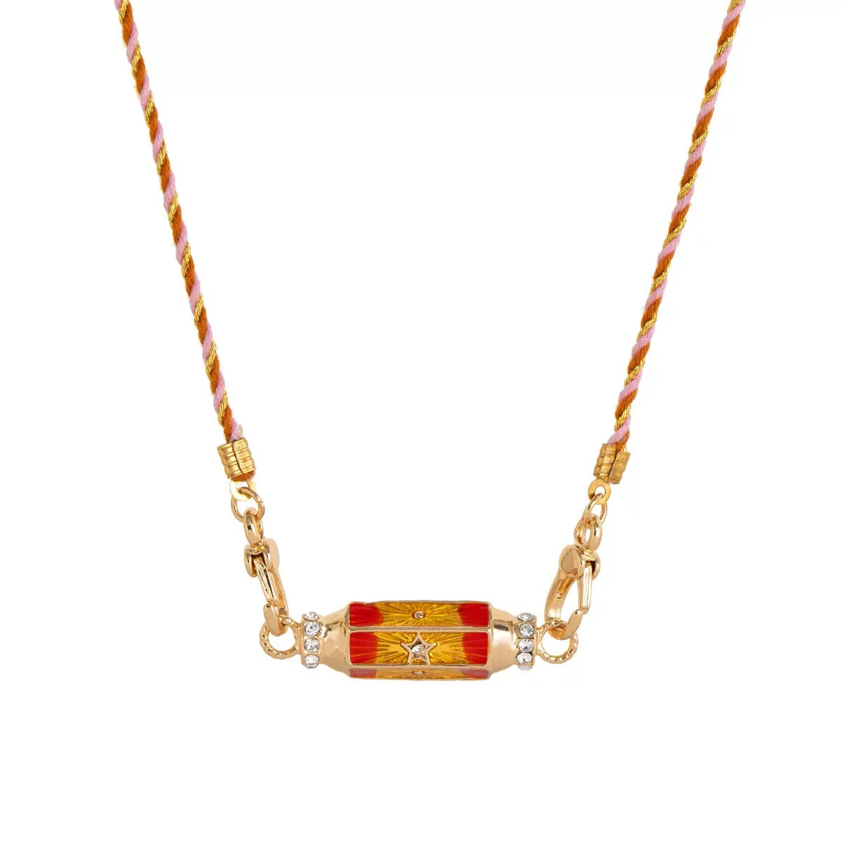 Enamel Tarot Cylinder Necklace,18K Gold Plated Stainless Steel Colorful Star‑Eye Pendant Necklace for Women Vintage Daily Jewelry