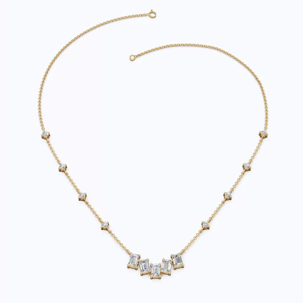 Baguette Cubic Zirconia Choker Necklace, 18K Gold Plated Stainless Steel, Waterproof Rectangle CZ Sparkling Necklace for Women Daily Jewelry