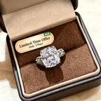 5ct Radiant Cut Moissanite Ring | 18K White Gold–Plated 925 Silver