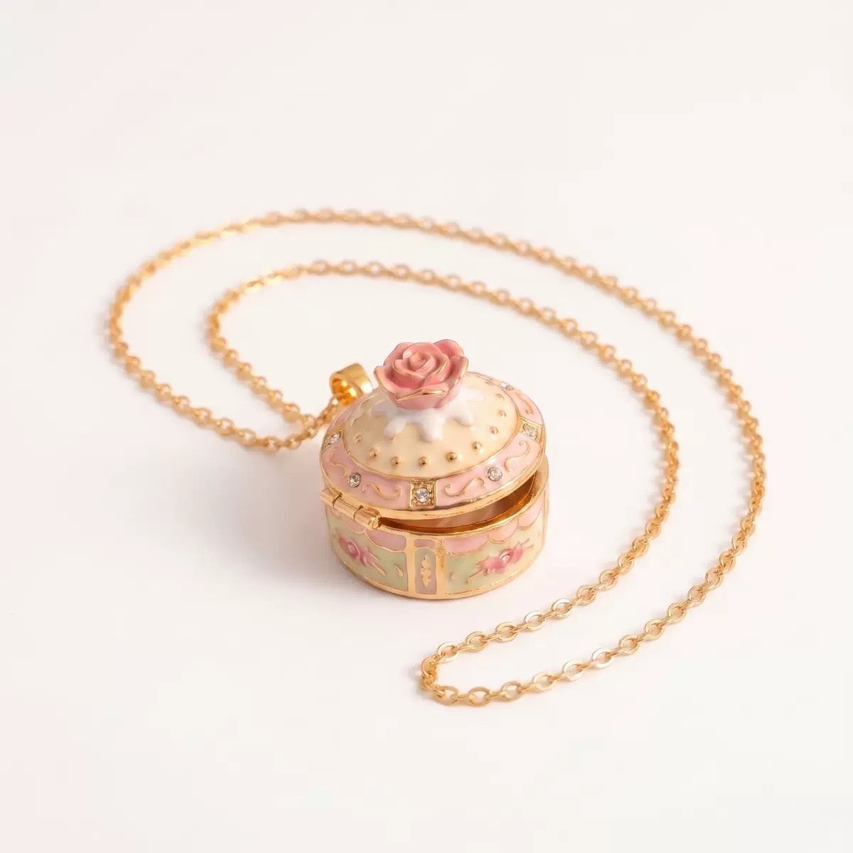 Openable Teacup Necklace | Sweet Enamel Teaspoon Pendant, 18K Gold Plated