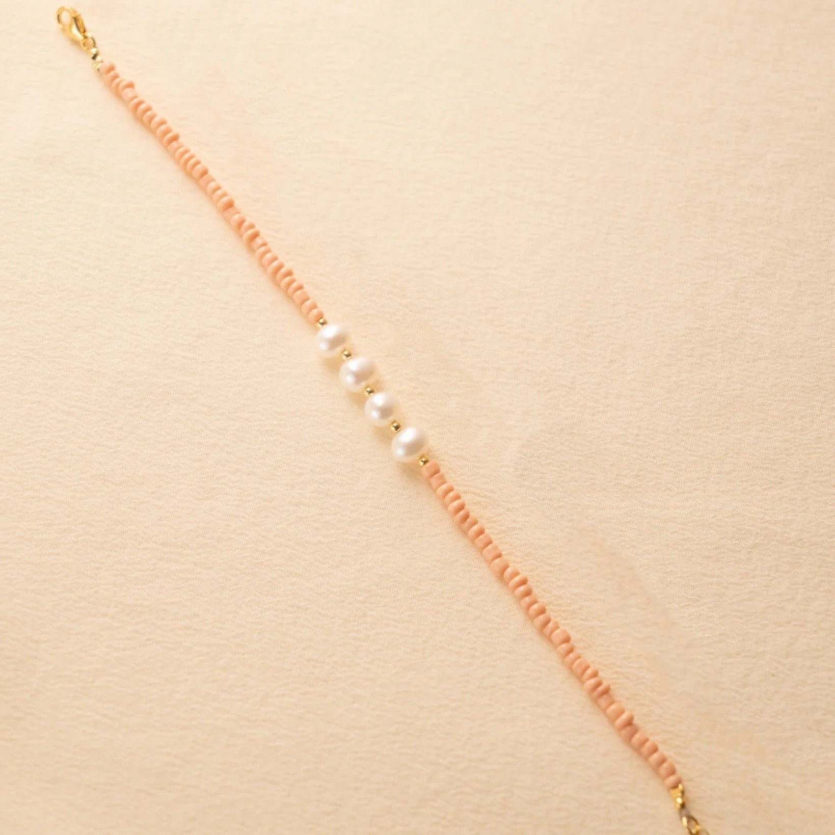 Gold Ball & Rice Bead Strand Bracelet | Titanium Steel 18K Gold Vacuum Plated | Colour-Lasting