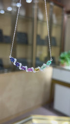 Rainbow Vine Necklace — Lab-Grown Coloured Gemstones & Moissanite Accents (4.11ct)