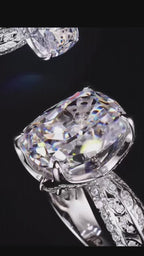 5ct Radiant Cut Moissanite Ring | 18K White Gold–Plated 925 Silver
