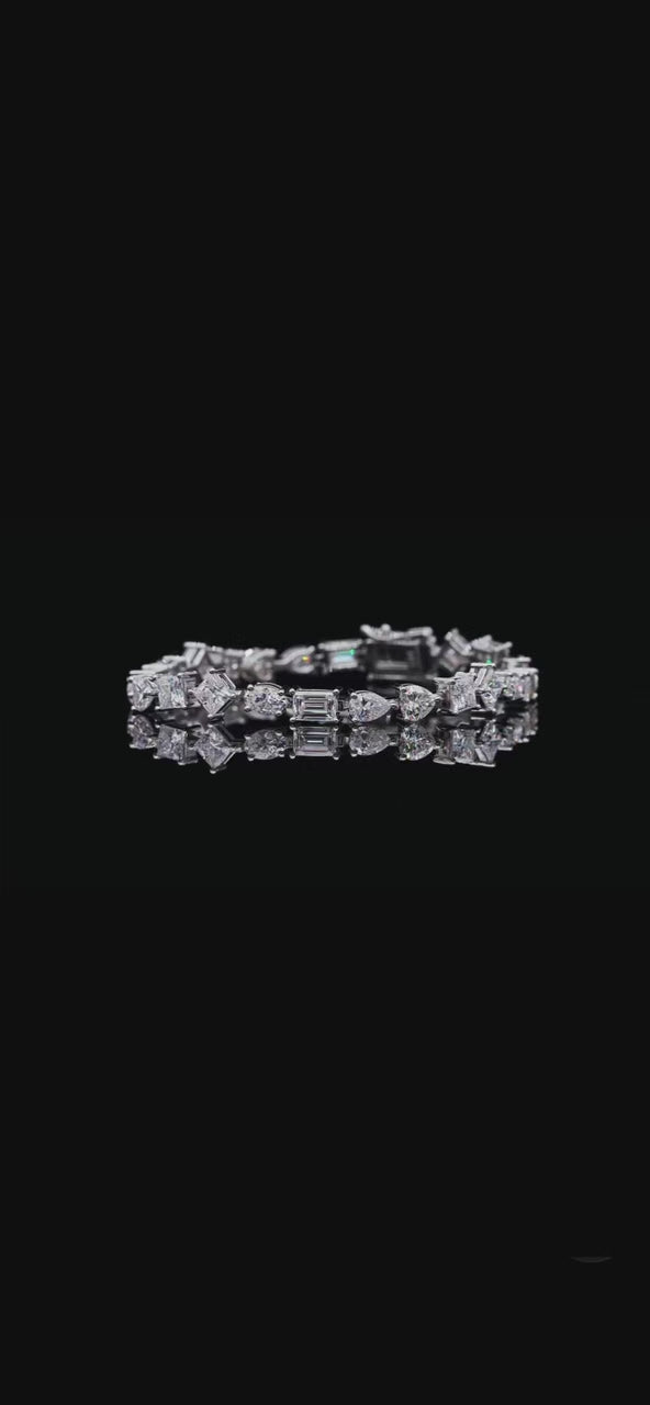 Fancy-Shape Moissanite Tennis Bracelet — 0.5ct D VVS Stones (S925 Silver)