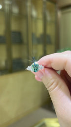18K White Gold Teal Oval Moissanite Ring 2.0ct | 9×7mm