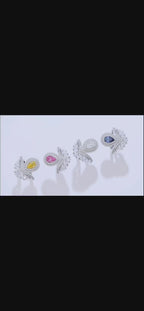 V Drop | 18K White Gold Pear Cut Coloured Moissanite Ring | 1ct D-Grade