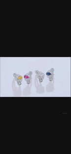 V Qian Jin | 18K White Gold Pear Cut Coloured Moissanite Ring | 1ct D-Grade