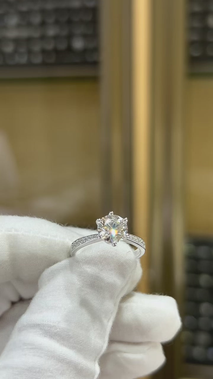 Radiance | 18K White Gold Micro Moissanite Ring | 1.5ct D-Grade