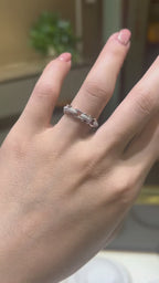 18K Gold Round Moissanite Chain Link Confession Ring 0.2ct