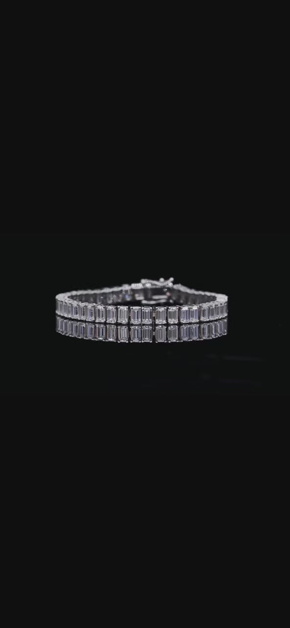 Rectangular D VVS Moissanite Tennis Bracelet — 0.5ct Stones (S925 Silver