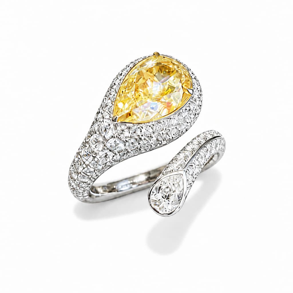 Yellow Gemstone & Pavé Moissanite Statement Ring - UMI